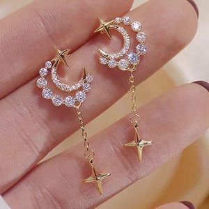 Swarovski element cz diamond stud drop Earrings